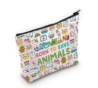 LEVLO Veterinarian Cosmetic Make Up Bag Veterinary Technician Gift Born to Save Animals Makeup Zipper Pouch Bag for Veterinarian Assistant Student, Save Animals F Bag