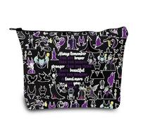 LEVLO Villains Movie Cosmetic Make Up Bag Movie Fans Gift You Are Braver Stronger Smarter Than You Think Villains Zipper Pouch Bag (Always Villains Black), Villains Black, 0