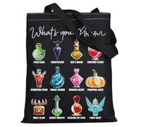LEVLO Villains Poison Canvas Tote Bag What's Your Poison Witch Poison Shoulder Bag Villains Poison Merchandise
