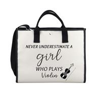 LEVLO Violin tote Bag Violinist Gifts Violin Player Gift Music Teacher Gift Musician Cosmetic Bag A Girl Who Plays Violin (Violin tote bag 2 uk)