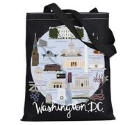 LEVLO Washington Dc Canvas Tote Bag The White House Travel Souvenir Gift Washington Dc Trip Shoulder Bag, Washington Dc Bt, M