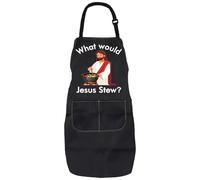 LEVLO What Would Jesus Stew Apron Chef Bible Religious Gift Christian Cooking Apron With Pocket (What would Je2)