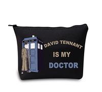 LEVLO Who TV Show Cosmetic Make Up Bag David Tennant Fans Gift David Tennant is My Doctor Makeup Zipper Pouch Bag for Women Girls, David Tennant Black, Cosmetic Bag