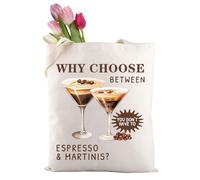 LEVLO Why Choose Between Espresso And Martini Tote Bag - Canvas, Large, Waterproof, Spacious, Reusable - Women's Gift, Spring/Summer