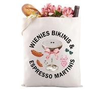 LEVLO Wienies Bikinis Espresso Martinis Tote Bag Espresso Martini Lovers Gift Bach Cocktail Bachelorette Party Beach Bag (BIKINIS & ESPRESSO 3uk)