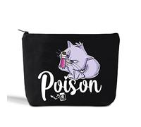 LEVLO Yzma Cat with Poison Cosmetic Make Up Bag Yzma Cat Lover Gift Poison Make Up Zipper Pouch Bag for Movie Fans (Poison Black)