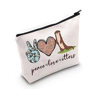 LEVLOOtter Cosmetic Bag Animal Lover Gift Peace Love Otters Makeup Zipper Pouch Bag Otters Lover Gift, Peace Love Otters, Cosmetic Bag