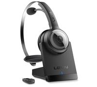 LEVN Wireless Headset with Mic for Work, Wireless Headphones with Mic (AI Noise Cancellation) & Charging Base, 45 Hours Talk Time, Perfect for Work from Home/Office/Call Center/PC/Laptop/Zoom, Black