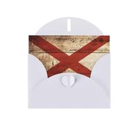 LEVNDIEJ Alabama State Flag On Old Wood Grain Postcard Print Birthday Cards Blank Note Card Greeting Cards Thank You Card Envelopes For Every Occasion