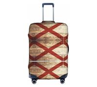 LEVNDIEJ Alabama State Flag On Old Wood Grain Postcard Print Suitcase Covers For Luggage Elastic Luggage Cover Perfect For Travel Business Trips, White, S