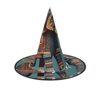 LEVNDIEJ Aztec Elephant Pattern Print Halloween Witches Hat Witch Costume Women Cosplay Party Wizard Hat Accessory For Women