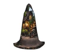 LEVNDIEJ Barn Door Print Hooded Cloak for Women Men Robes Medieval Costume Cape for Halloween Masquerade Cosplay, Black, S
