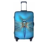 LEVNDIEJ Blue Odonata Pattern Print Suitcase Covers For Luggage Elastic Luggage Cover Perfect For Travel Business Trips, White, S