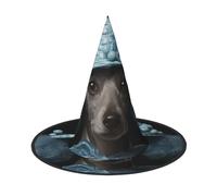 LEVNDIEJ Blue Poodle Polka Dot Print Halloween Witches Hat Witch Costume Women Cosplay Party Wizard Hat Accessory For Women
