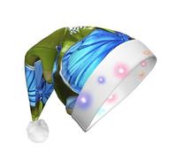 LEVNDIEJ Butterflies And Blooms Print Santa Hat With Led Lights Christmas Hats For Adult Xmas Hat,For Christma New Year Party