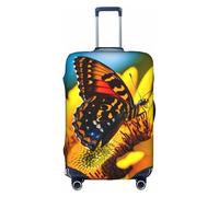 LEVNDIEJ Butterfly Foraging Print Suitcase Covers For Luggage Elastic Luggage Cover Perfect For Travel Business Trips, White, XL