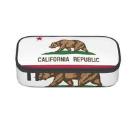 LEVNDIEJ California State Flag Print Pencil Case Large Capacity Pen Bag Pencil Pouch Box Organizer For College Work Travel