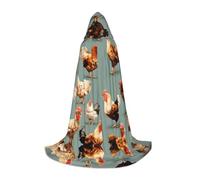 LEVNDIEJ Chicken Prints Print Hooded Cloak for Women Men Robes Medieval Costume Cape for Halloween Masquerade Cosplay, Black, Large