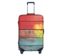LEVNDIEJ Colorful Painted Wood Print Suitcase Covers For Luggage Elastic Luggage Cover Perfect For Travel Business Trips, White, L