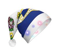 LEVNDIEJ Connecticut State Flag Print Santa Hat With Led Lights Christmas Hats For Adult Xmas Hat,For Christma New Year Party