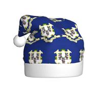 LEVNDIEJ Connecticut State Flag Santa Hats Adult,Christmas Hat,Holiday For Unisexxmas Hat For New Year Festive Party