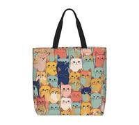 LEVNDIEJ Cute Cats In A Variety Of Colors Print Tote Bag For Women Large Reusable Grocery Shopping Tote Bags With Zipper For Work Travel