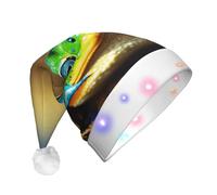 LEVNDIEJ Cute Frog Print Santa Hat With Led Lights Christmas Hats For Adult Xmas Hat,For Christma New Year Party