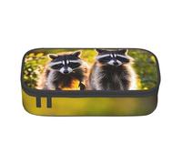 LEVNDIEJ Cute Raccoon Print Pencil Case Large Capacity Pen Bag Pencil Pouch Box Organizer For College Work Travel