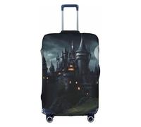 LEVNDIEJ Dark Fairy Tale Castle01 Print Suitcase Covers For Luggage Elastic Luggage Cover Perfect For Travel Business Trips, White, M