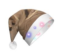 LEVNDIEJ Dinosaur Footprints03 Print Santa Hat With Led Lights Christmas Hats For Adult Xmas Hat,For Christma New Year Party