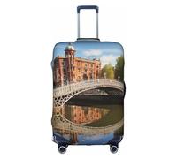 LEVNDIEJ Dublin Ireland Ha Penny Bridge River Print Suitcase Covers For Luggage Elastic Luggage Cover Perfect For Travel Business Trips, White, L