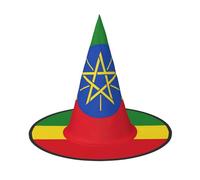 LEVNDIEJ Flag Of Ethiopia Print Halloween Witches Hat Witch Costume Women Cosplay Party Wizard Hat Accessory For Women