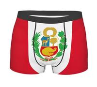 LEVNDIEJ Flag Of Peru Print Men'S Boxer Briefs,Moisture Wicking Breathable Cotton Underwear Comfort Flex Waistband, Black, S