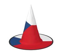 LEVNDIEJ Flag Of The Czech Republic Print Halloween Witches Hat Witch Costume Women Cosplay Party Wizard Hat Accessory For Women