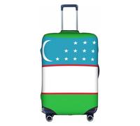 LEVNDIEJ Flag Of The Republic Of Uzbekistan Print Suitcase Covers For Luggage Elastic Luggage Cover Perfect For Travel Business Trips, White, L