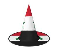LEVNDIEJ Flag Of The Syrian Arab Republic Print Halloween Witches Hat Witch Costume Cosplay Party Wizard Hat Accessory, Black, 1