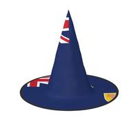 LEVNDIEJ Flag Of The Turks And Caicos Islands Print Halloween Witches Hat Witch Costume Cosplay Party Wizard Hat Accessory, Black, 1