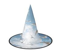 LEVNDIEJ Flock Of Birds Print Halloween Witches Hat Witch Costume Women Cosplay Party Wizard Hat Accessory For Women