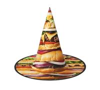 LEVNDIEJ Food Pattern Funny Print Halloween Witches Hat Witch Costume Women Cosplay Party Wizard Hat Accessory For Women
