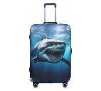 LEVNDIEJ Foraging Shark Print Suitcase Covers For Luggage Elastic Luggage Cover Perfect For Travel Business Trips, White, XL
