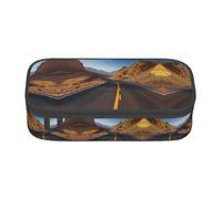 LEVNDIEJ Freeway Highway Road In The Desert Print Pencil Case Large Capacity Pen Bag Pencil Pouch Box Organizer For College Work Travel