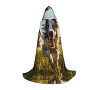 LEVNDIEJ Fun Dogs Print Hooded Cloak for Women Men Robes Medieval Costume Cape for Halloween Masquerade Cosplay, Black, Medium