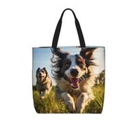 LEVNDIEJ Fun Dogs Print Tote Bag For Women Large Reusable Grocery Shopping Tote Bags With Zipper For Work Travel