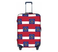 LEVNDIEJ Georgia State Flag Print Suitcase Covers For Luggage Elastic Luggage Cover Perfect For Travel Business Trips, White, L