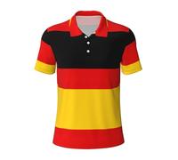 LEVNDIEJ German Flag Print Men's Polo Shirts Golf Short Sleeve Shirts Casual Collared T-Shirt for Everyday Formal, Black, XXL