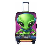 LEVNDIEJ Green Alien Print Suitcase Covers For Luggage Elastic Luggage Cover Perfect For Travel Business Trips, White, S