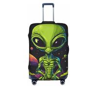 LEVNDIEJ Green Alien Print Suitcase Covers For Luggage Elastic Luggage Cover Perfect For Travel Business Trips, White, L