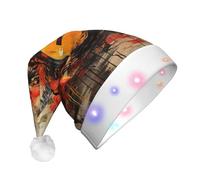 LEVNDIEJ Guitar Painting Print Santa Hat With Led Lights Christmas Hats For Adult Xmas Hat,For Christma New Year Party