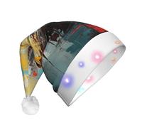 LEVNDIEJ Guitar Painting Print Santa Hat With Led Lights Christmas Hats For Adult Xmas Hat,For Christma New Year Party