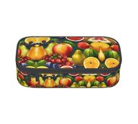 LEVNDIEJ Healthy Food Print Pencil Case Large Capacity Pen Bag Pencil Pouch Box Organizer For College Work Travel